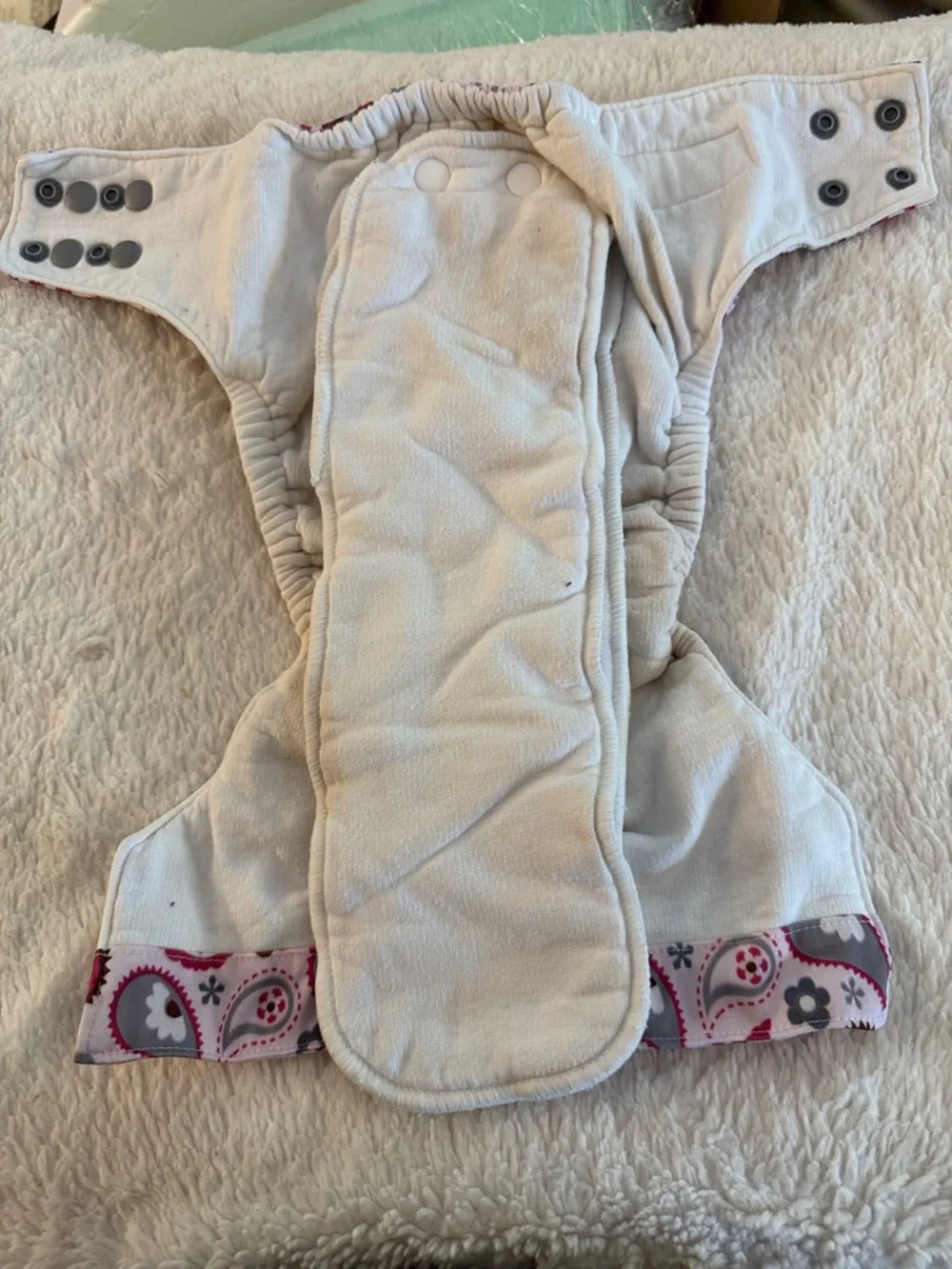 5/$25 Kids Adjustable Cloth Diaper Sweet Pea Pink and Gray Paisley Floral
